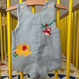 VINTAGE •  70s 80s seersucker Jumpsuit baby